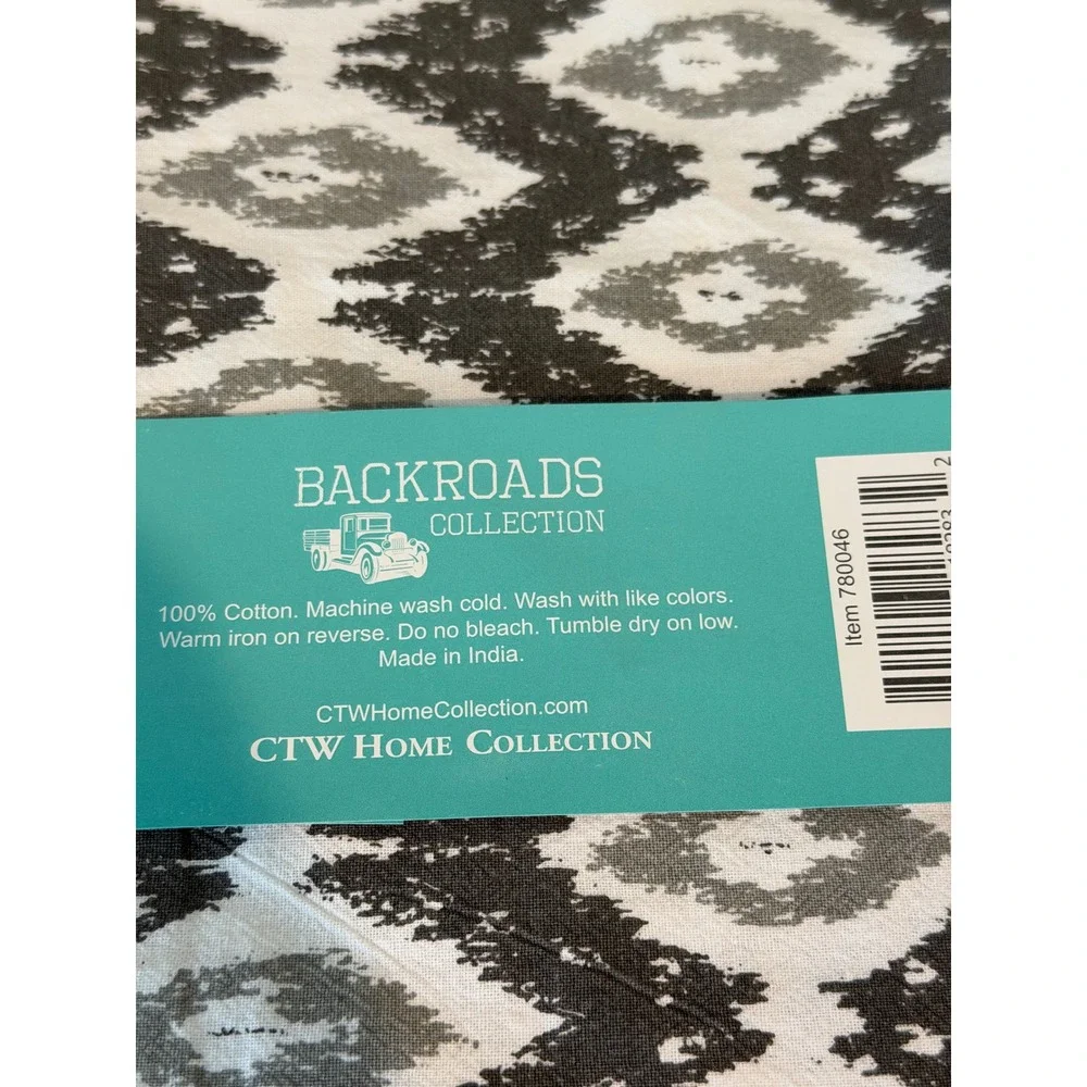 CTW Home Collection Backroads Boho Vintage Tea Towel Black White Ikat Cotton